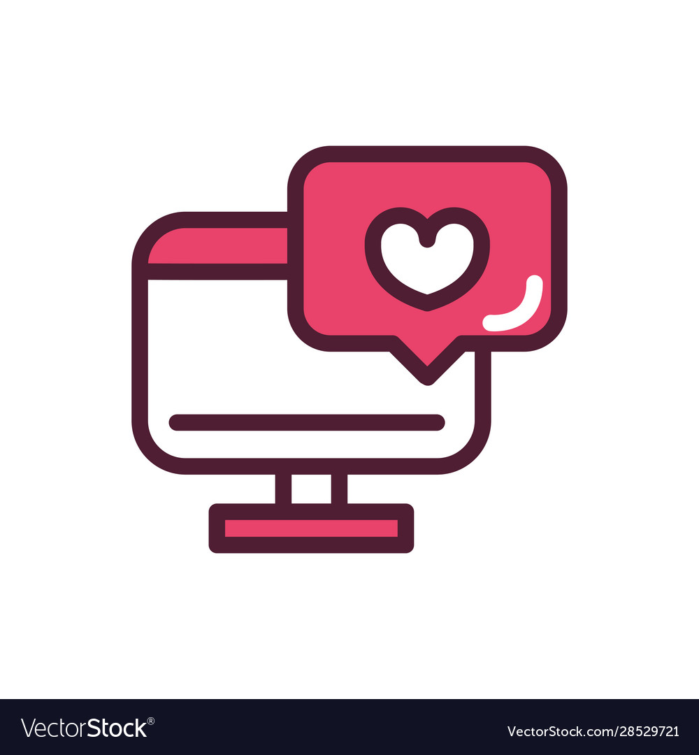 Happy Valentines Day Computer Chat Heart Love Vector Image