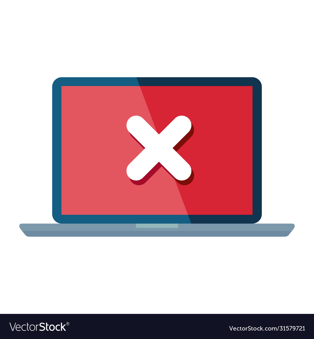 Laptop with error notification icon Royalty Free Vector