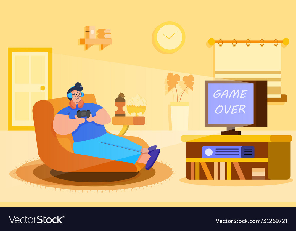 Man Relaxing with Video Game