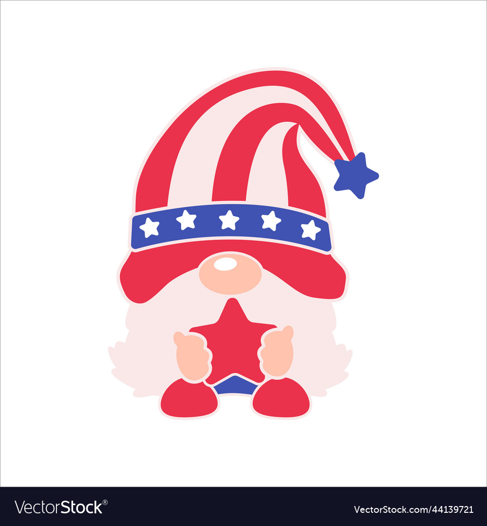 Patriotic Gnomes Wear A Top Hat Adorned Royalty Free Vector