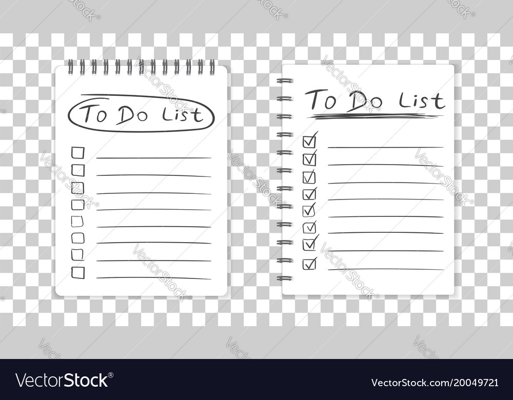 Realistic notepad with spiral to do list icon