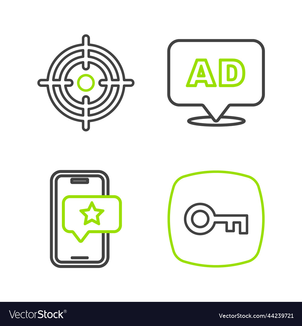 Set line key mobile with review rating vector image Set line key mobile with review rating