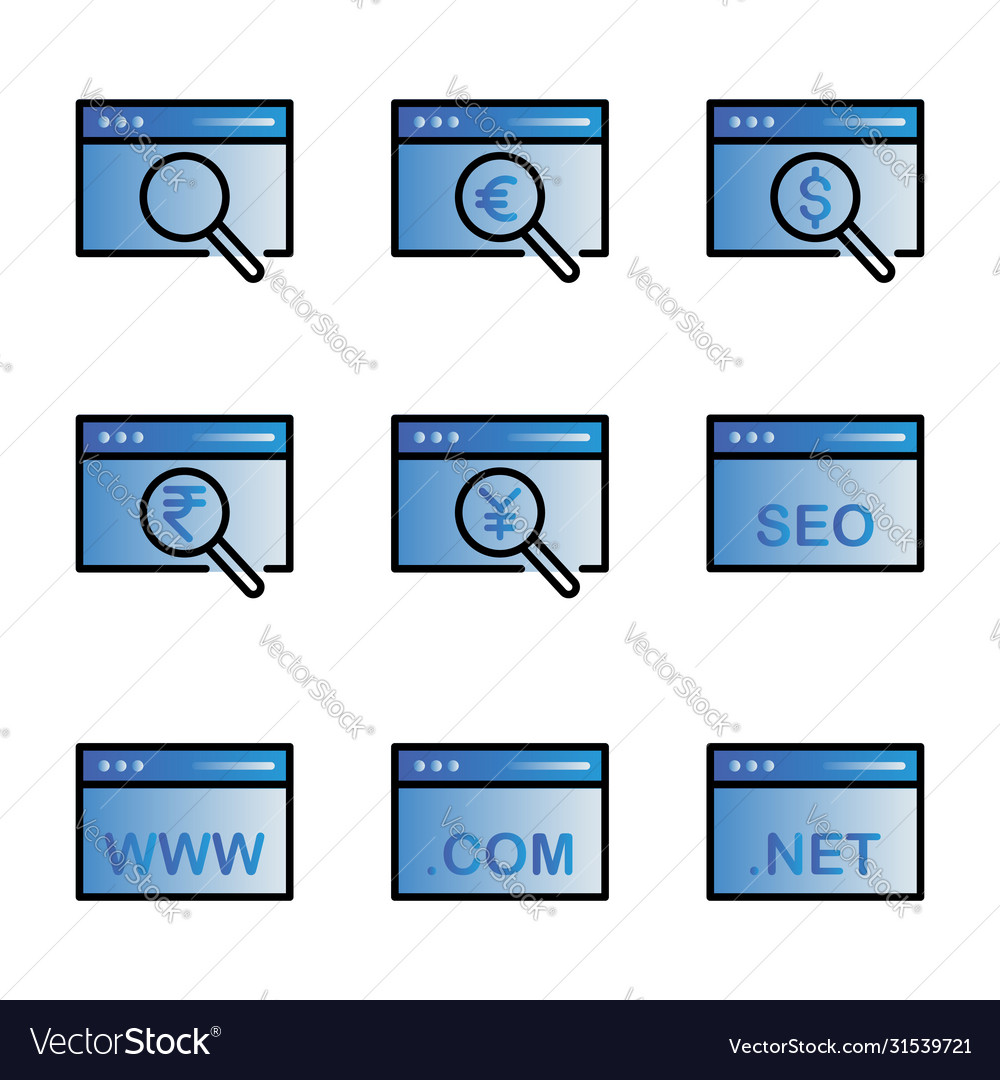Web and seo icon set include search magnifier
