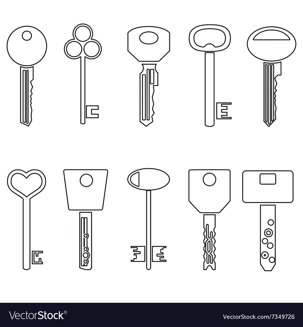 Black Outline Keys and Lock Symbols