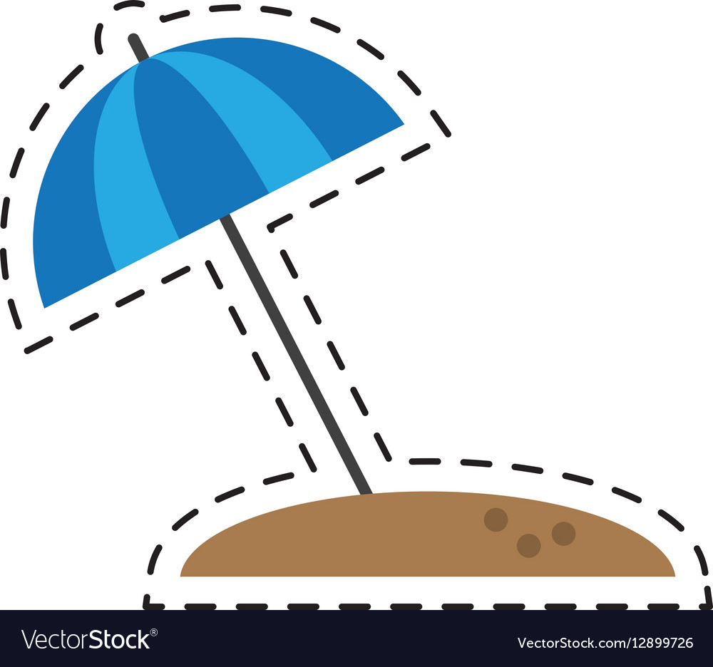 Blue beach umbrella parasol sun vacation cutting