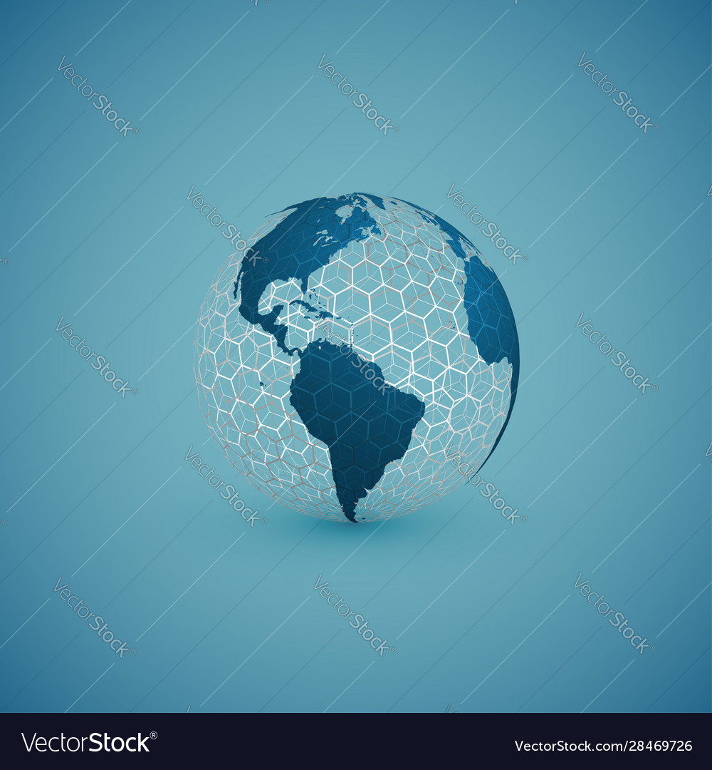 Blue globe map with pattern sphere vector image Blue globe map with pattern sphere