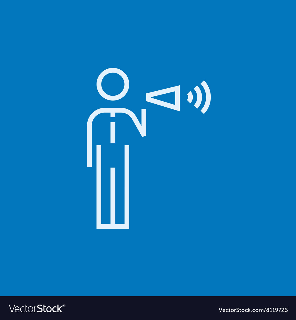 Businessman with megaphone line icon