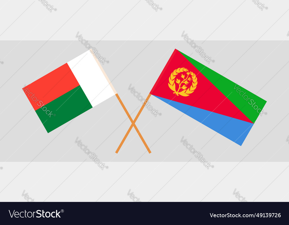 Crossed flags of madagascar and eritrea official Vector Image Crossed flags of madagascar and eritrea official