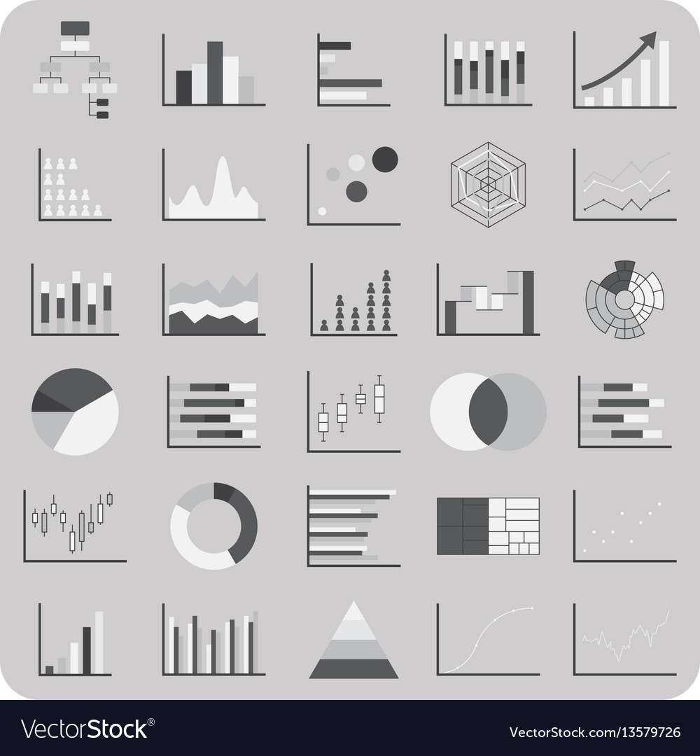 Flat icons basic graph chart and diagram set Vector Image