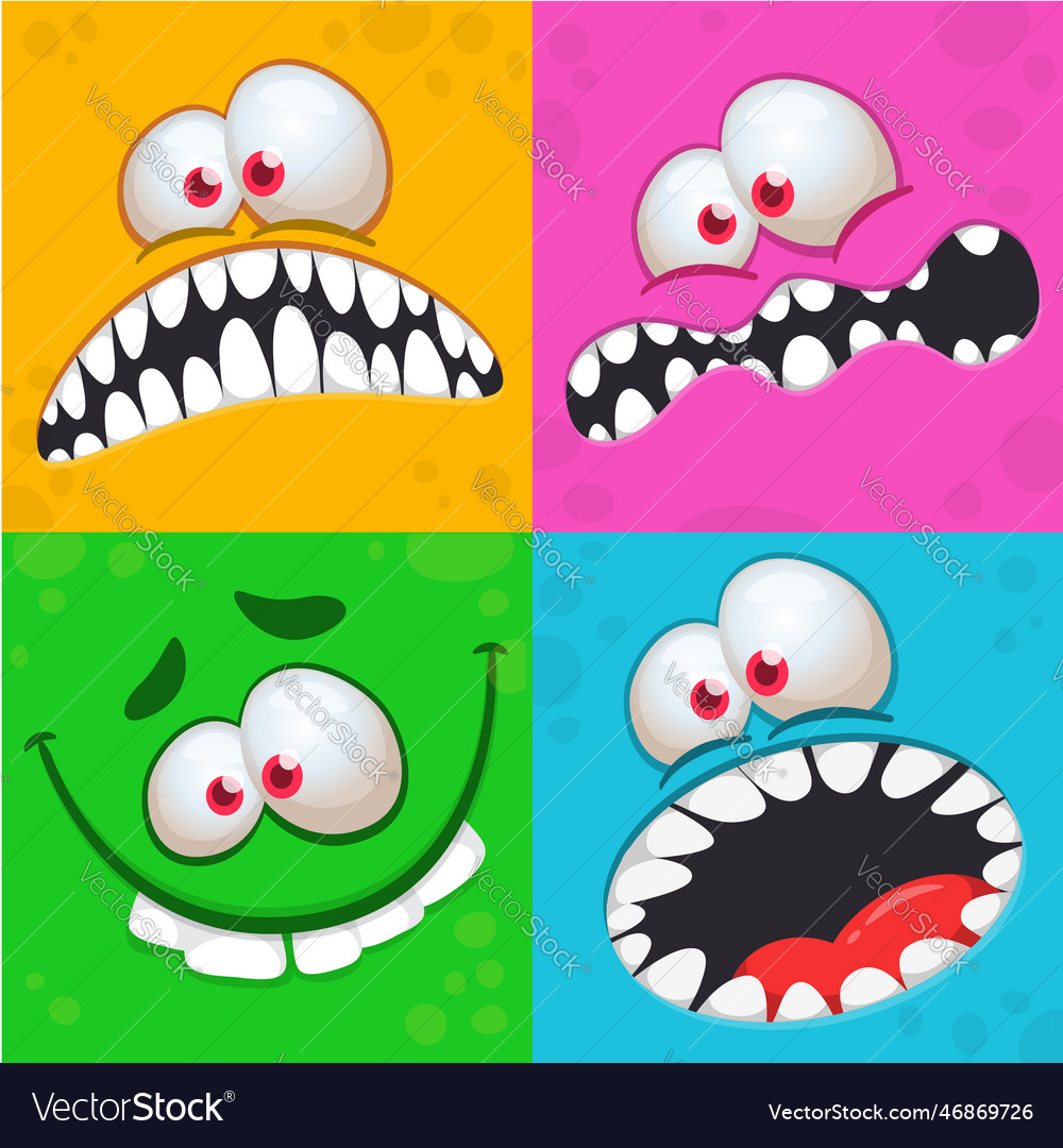 Funny cartoon monster faces of alien different Vector Image