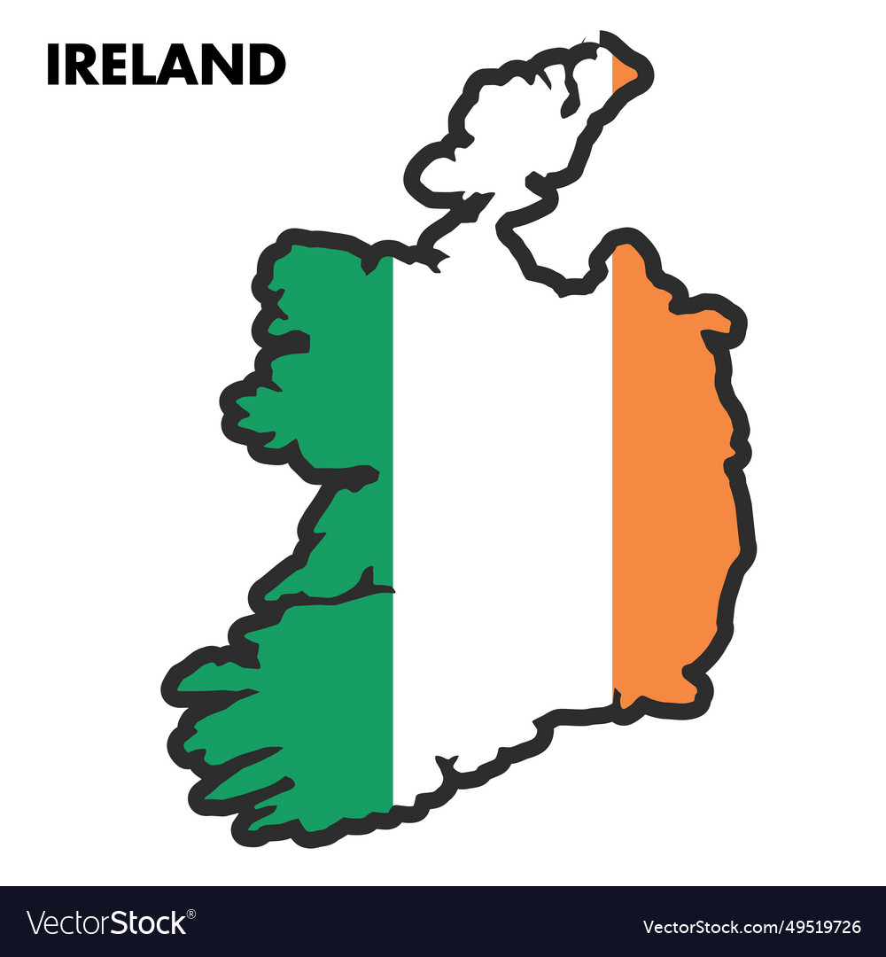 Isolated map of ireland with its flag