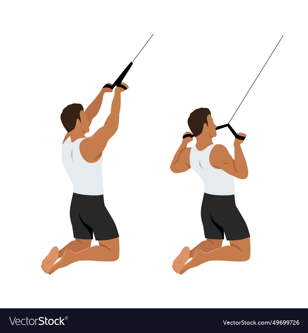 Man Doing Kneeling High Pulley Row Royalty Free Vector Image