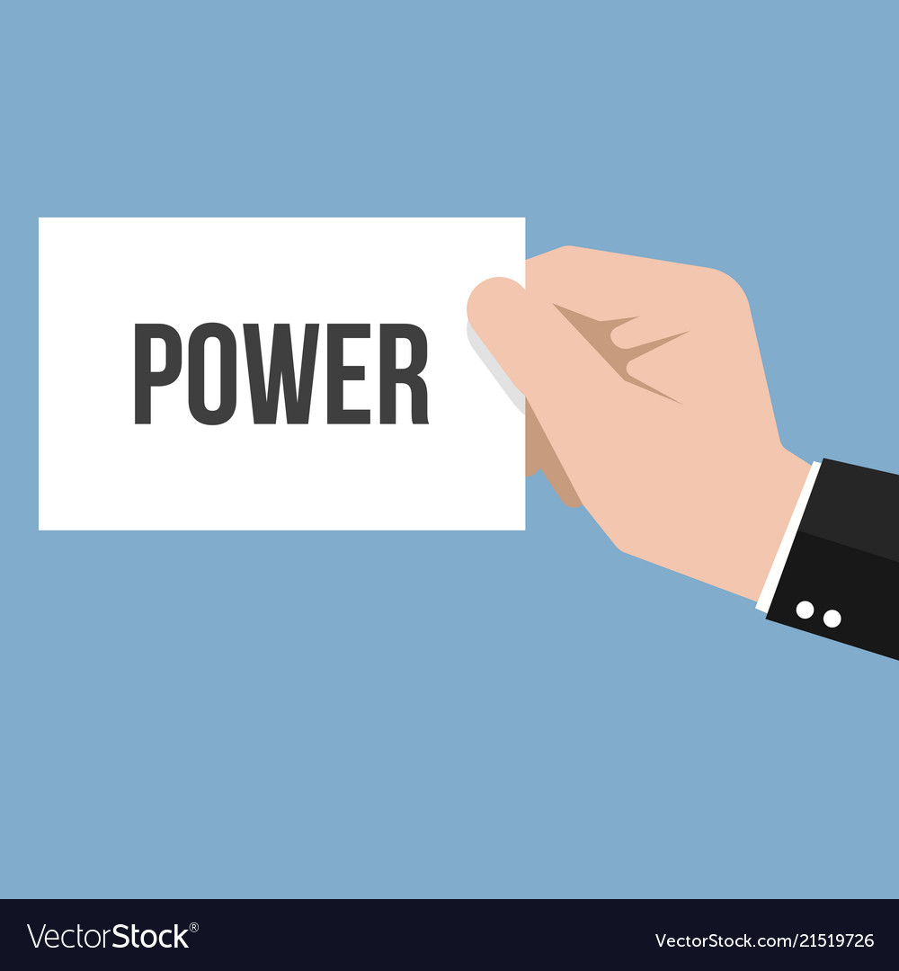 Man showing paper power text