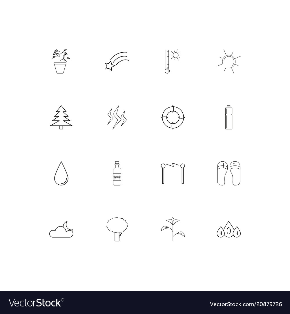 Nature linear thin icons set outlined simple