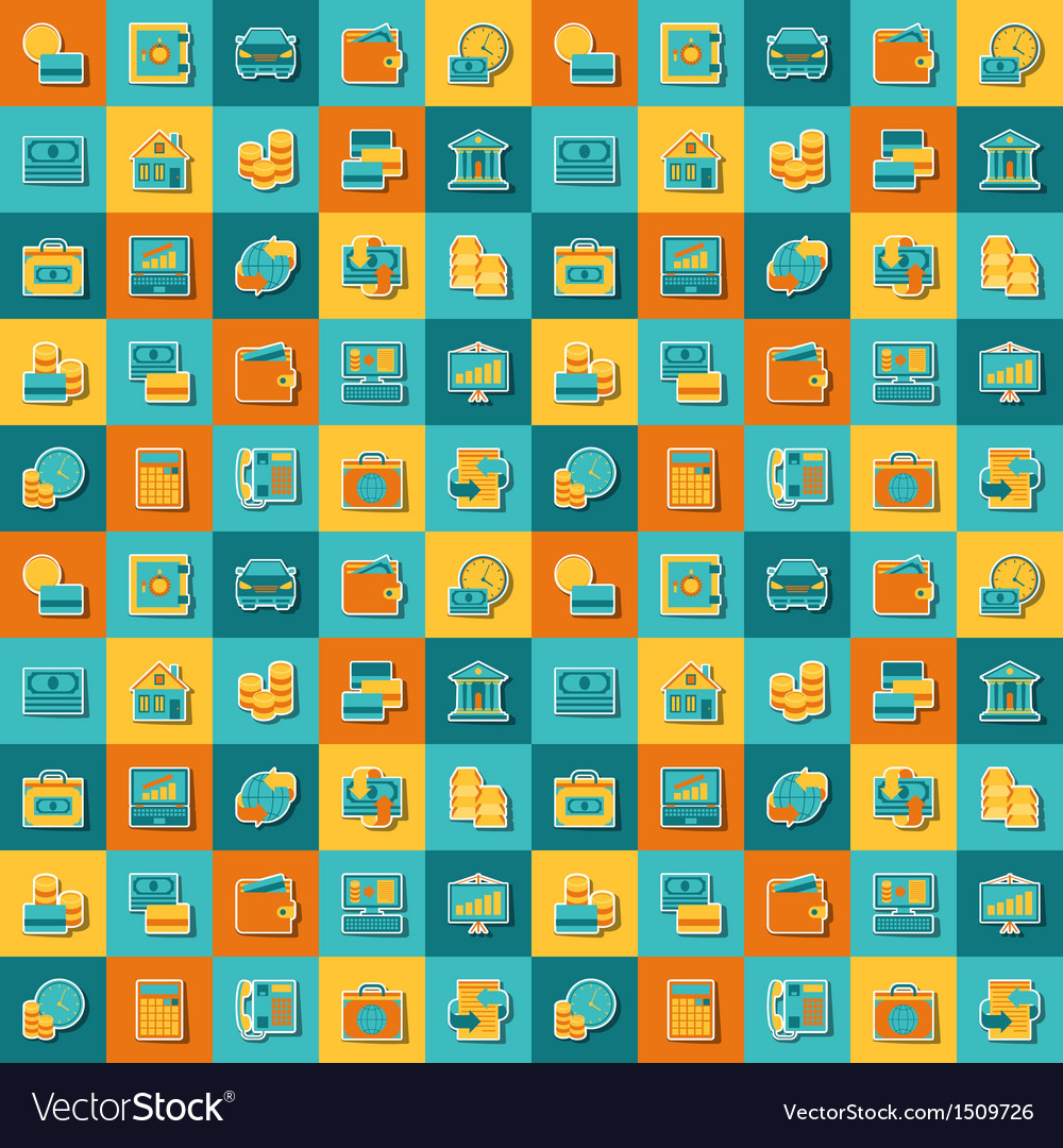 Seamless pattern of banking icons