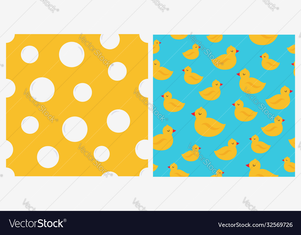 Set two seamless patterns with rubber ducks vector image Set two seamless patterns with rubber ducks