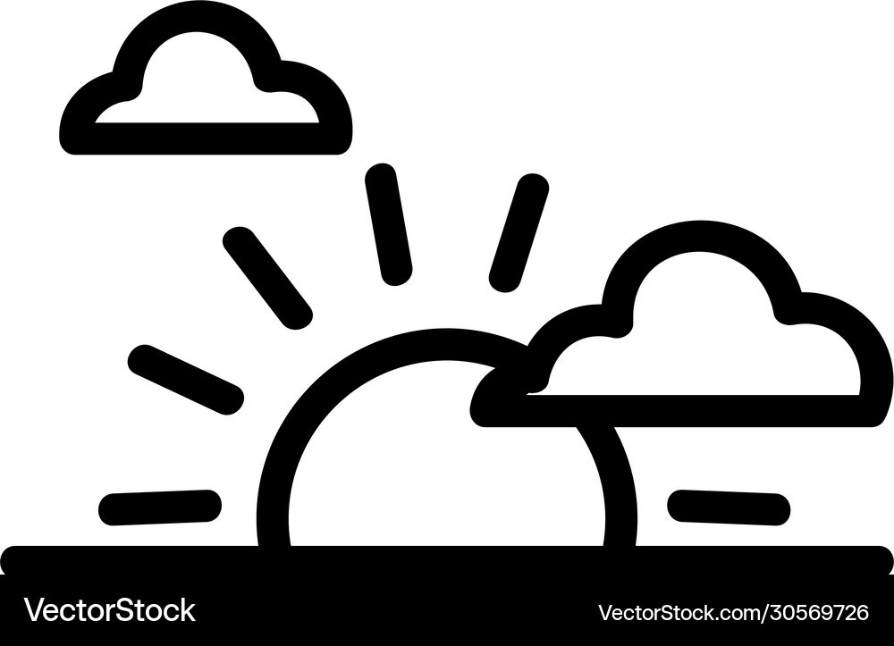 Sunset clouds icon outline Royalty Free Vector Image