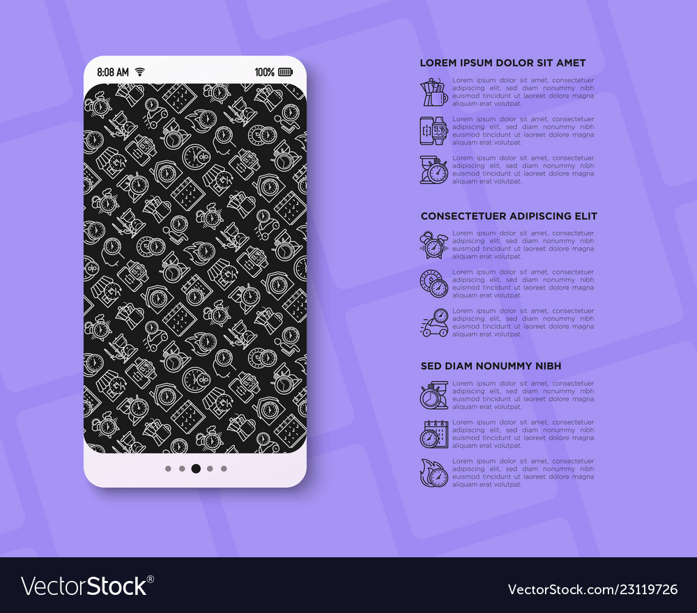Time concept with thin line icons Vector Image Time concept with thin line icons