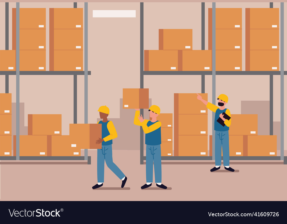 Warehouse workers loading