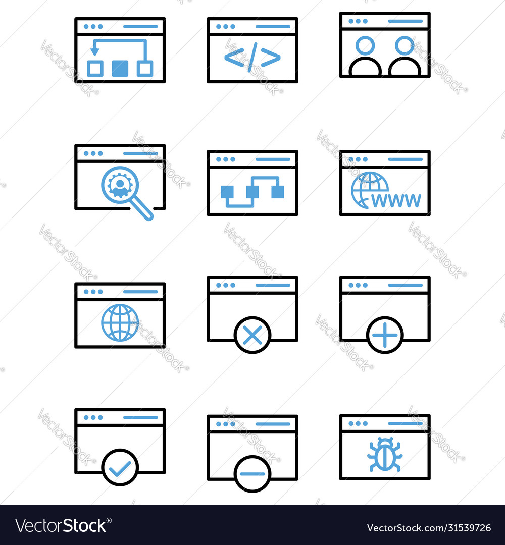 Web and seo icon set include link data