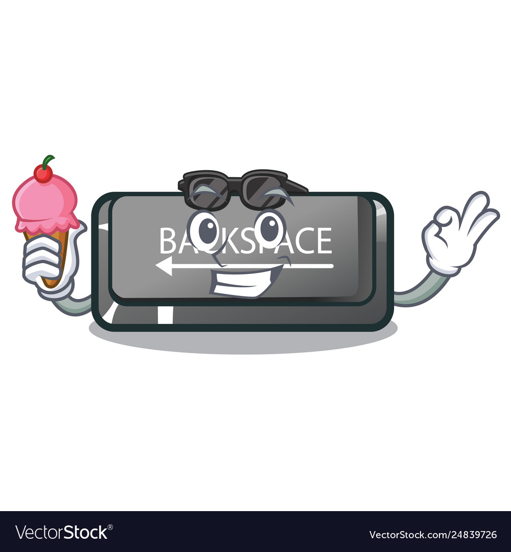 With ice cream button backspace in shape vector image With ice cream button backspace in shape