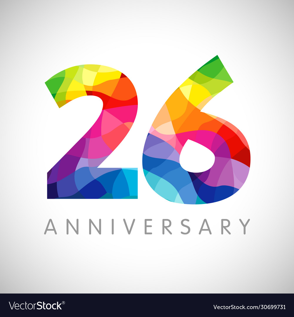 26-anniversary-colorful-facet-logo-royalty-free-vector-image