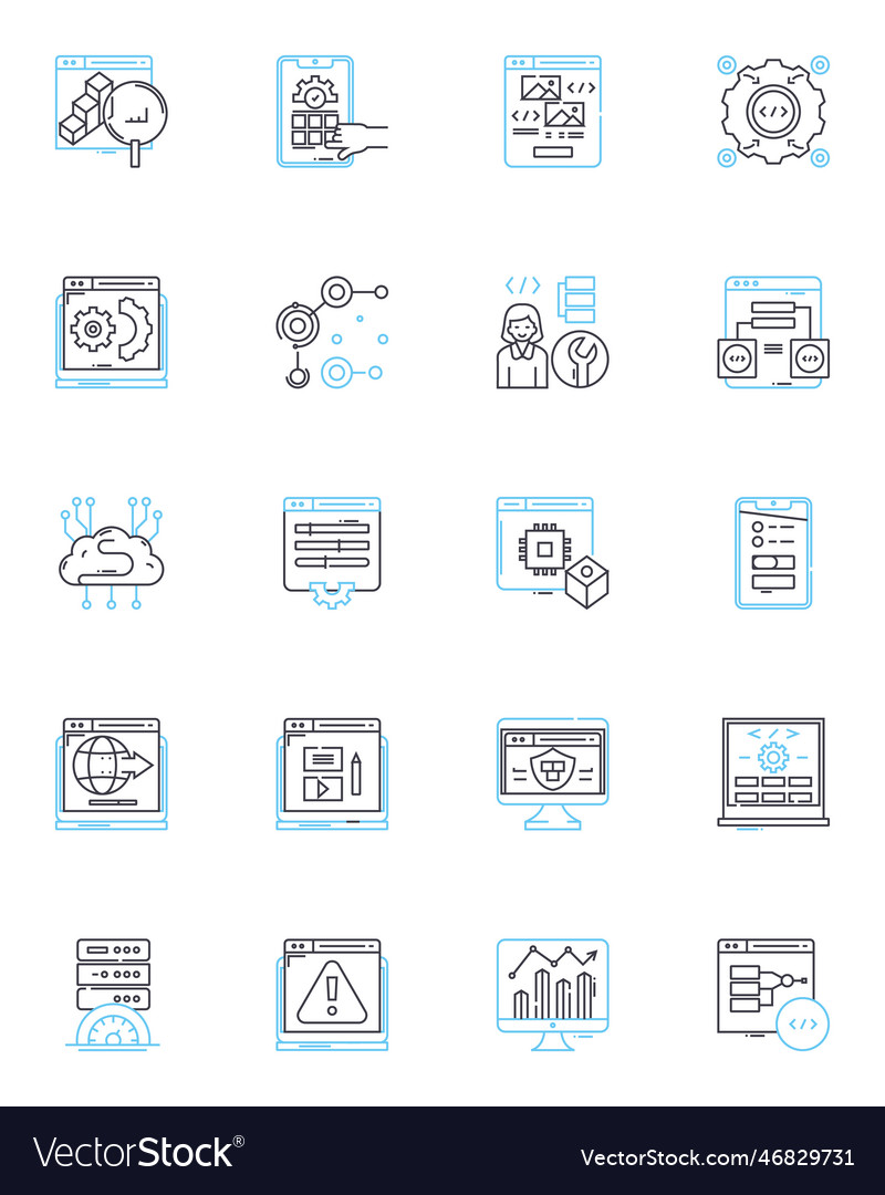 Big data linear icons set analysis analytics vector image Big data linear icons set analysis analytics