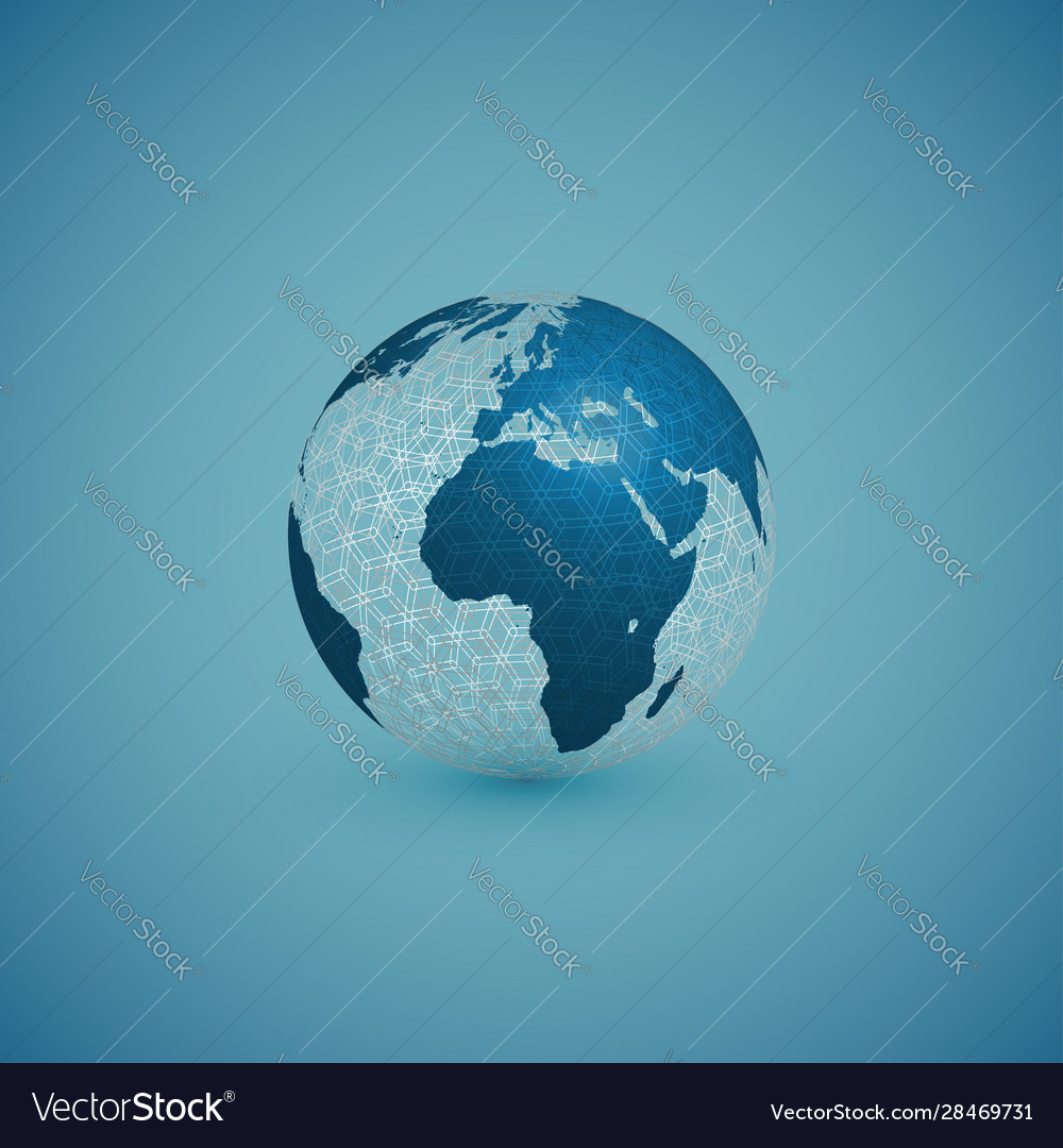 Blue globe map with pattern sphere vector image Blue globe map with pattern sphere