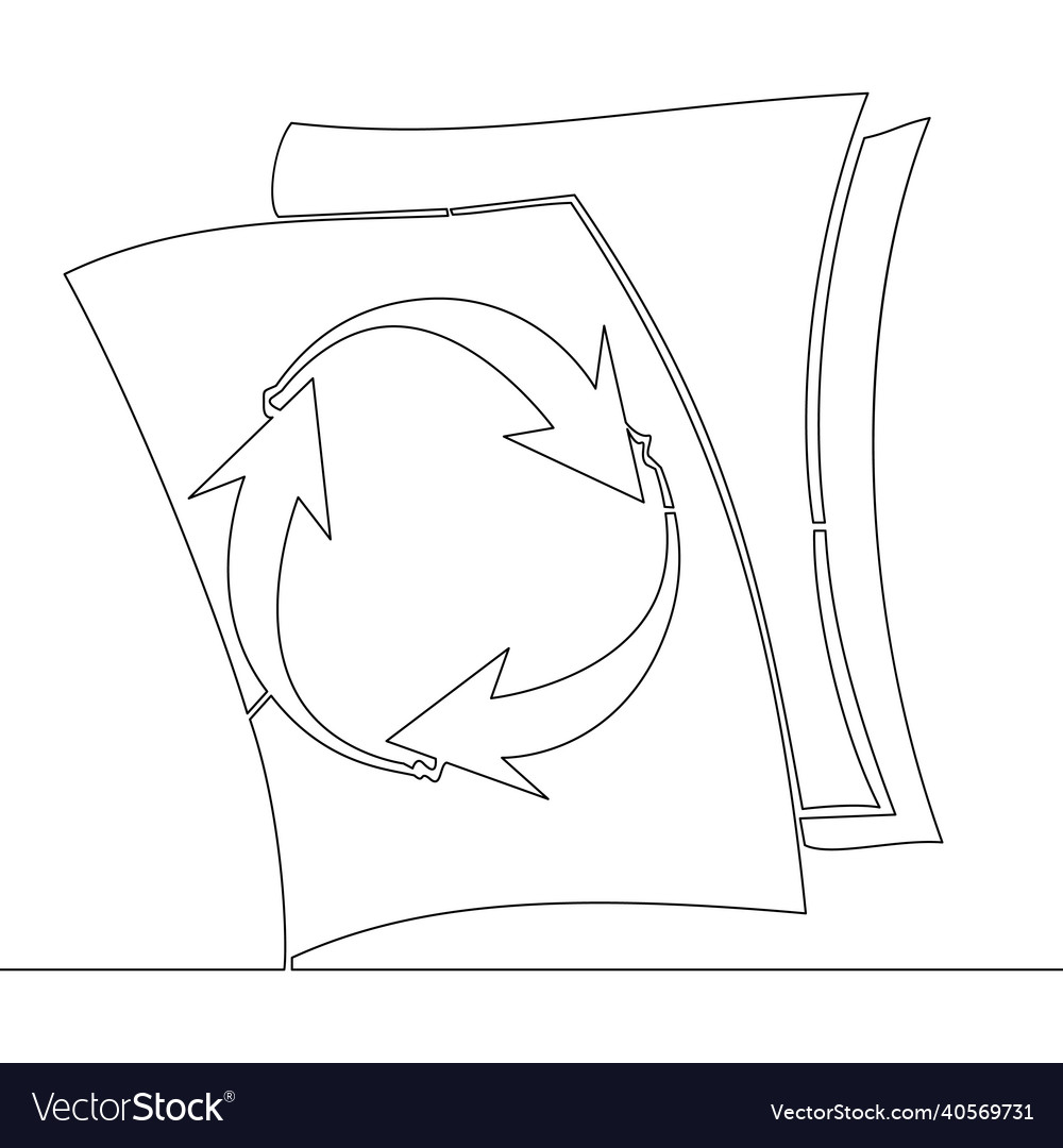 Continuous line drawn copy documents flow concept vector image Continuous line drawn copy documents flow concept