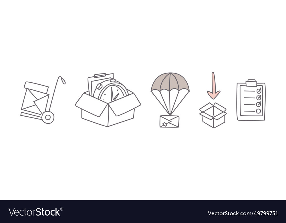 Delivery and logistic simple line icon object