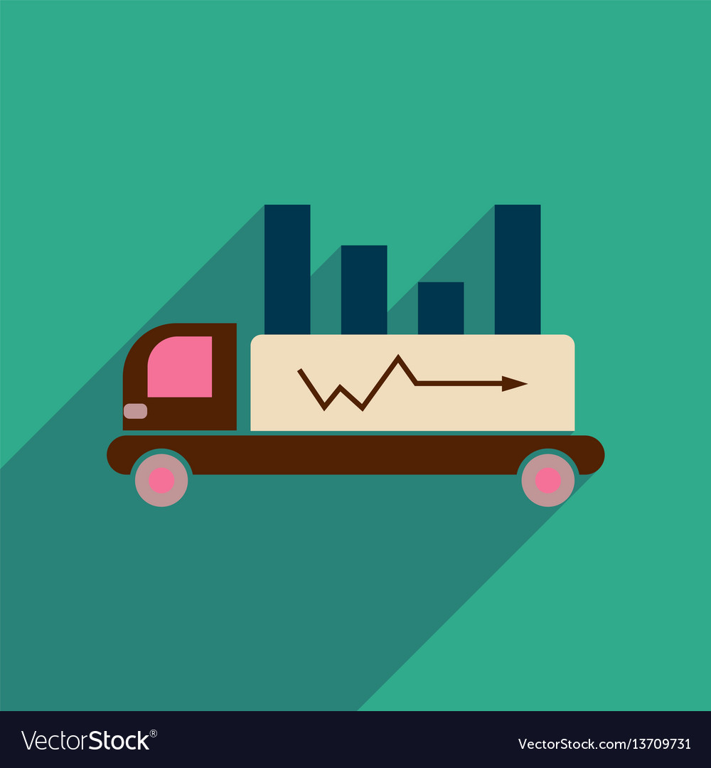 Flat web icon with long shadow car chart