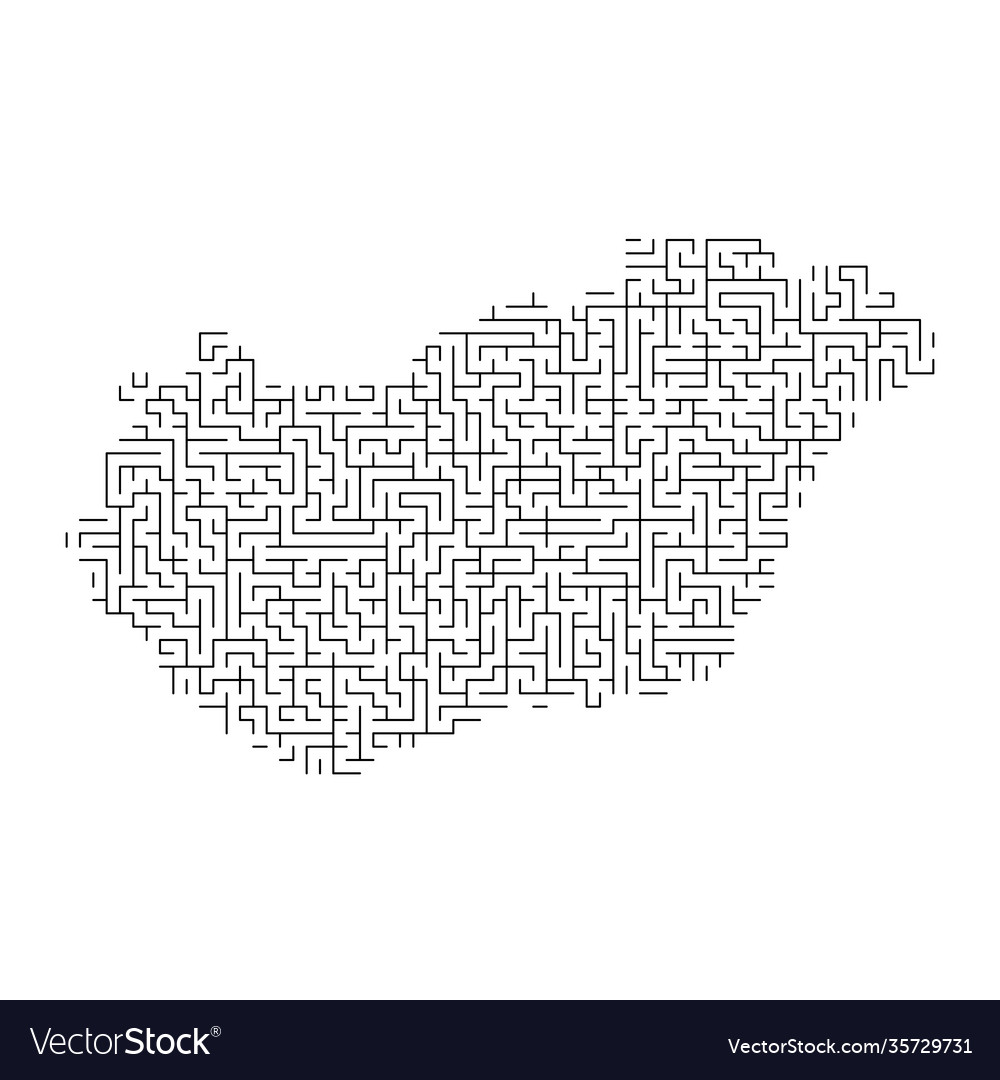 Hungary map from black pattern maze grid Vector Image Hungary map from black pattern maze grid