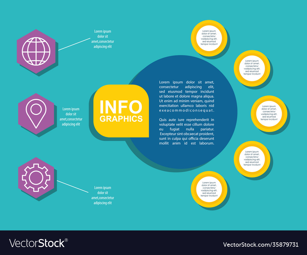 Infographic circle workflow and sticker data