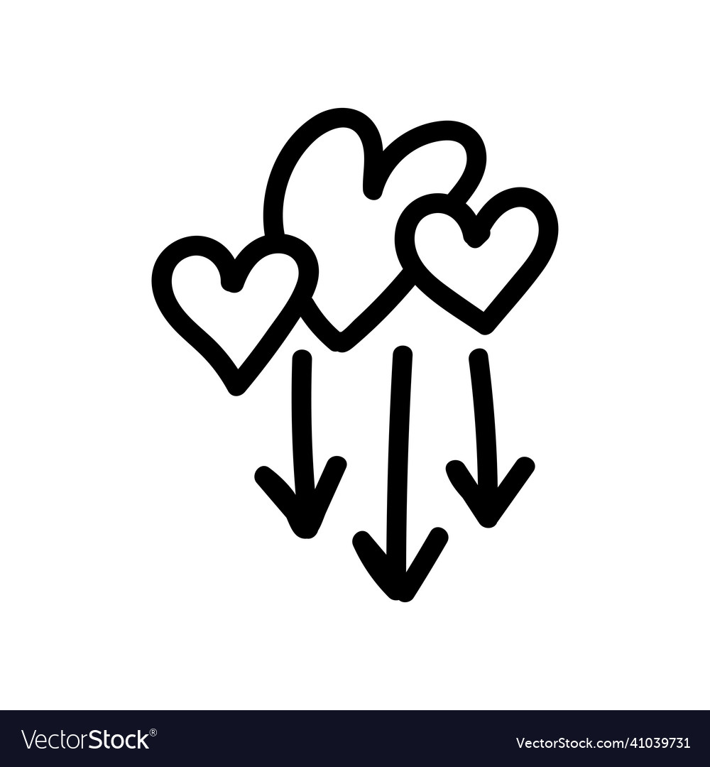 Linear doodle arrow with heart love pointer Vector Image Linear doodle arrow with heart love pointer