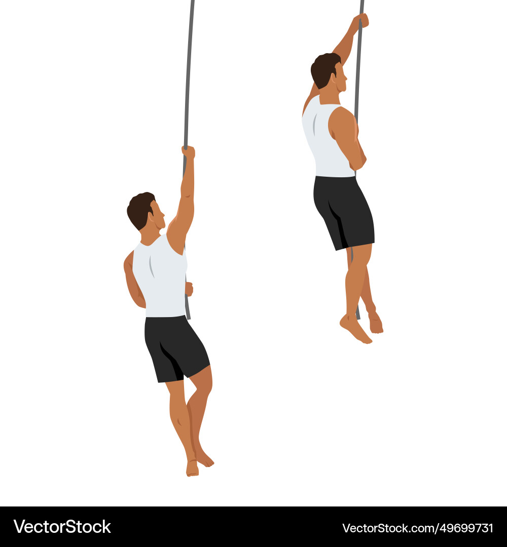 Man doing rope climb workout exercise Royalty Free Vector
