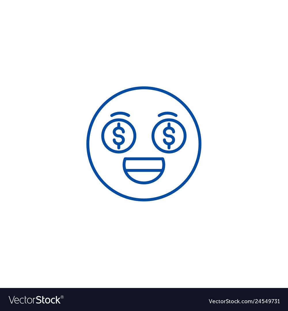 Money emoji line icon concept flat Vector Image Money emoji line icon concept flat