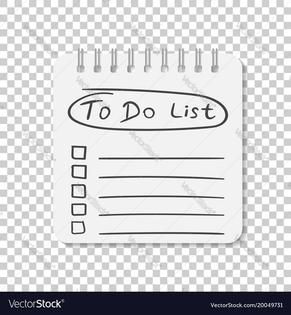 Realistic notepad with spiral to do list icon