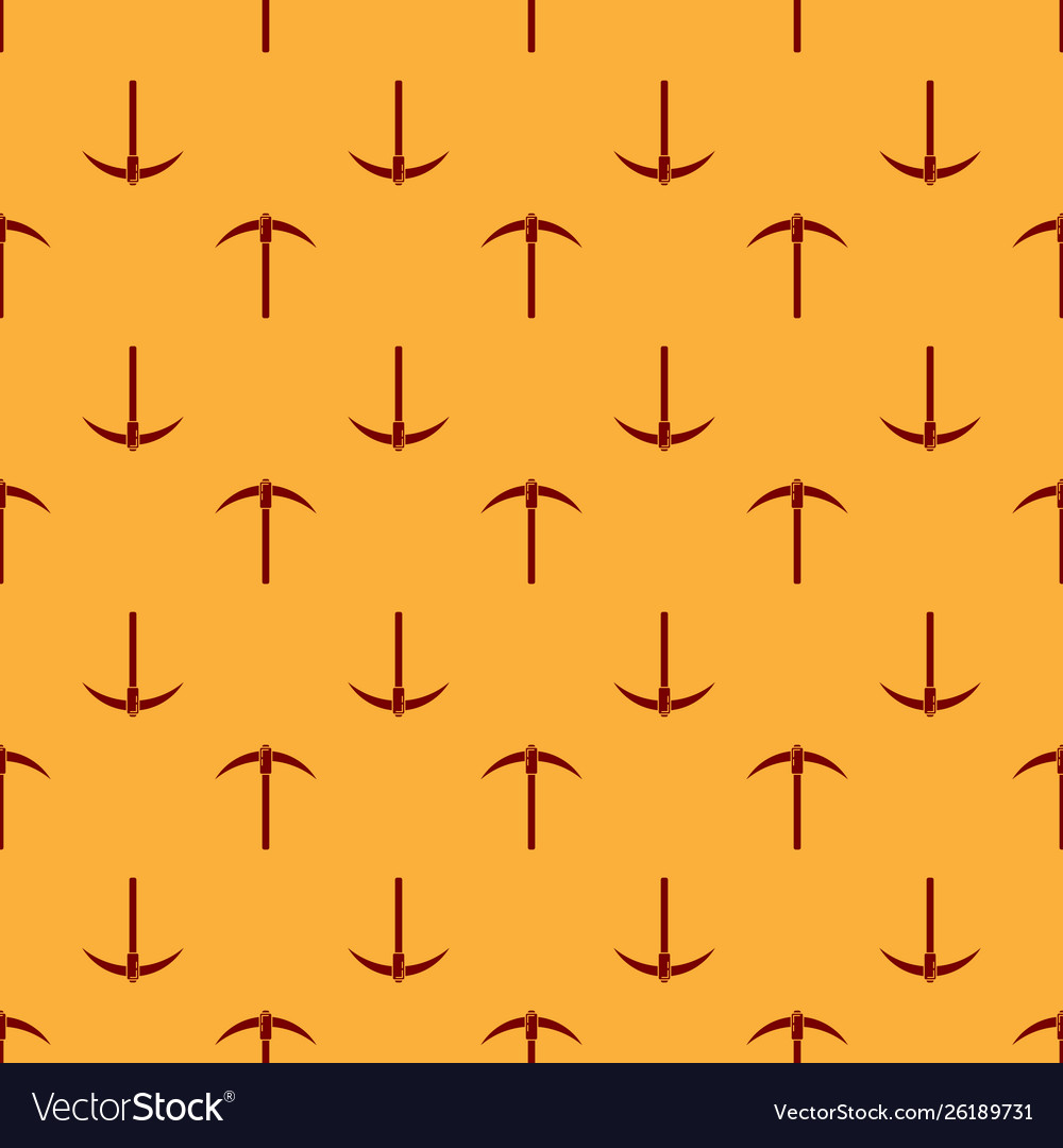 Red pickaxe icon isolated seamless pattern vector image Red pickaxe icon isolated seamless pattern