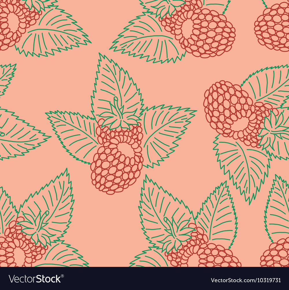 Seamless pattern with raspberry
