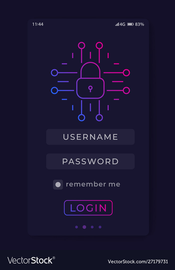 User login authentication mobile interface