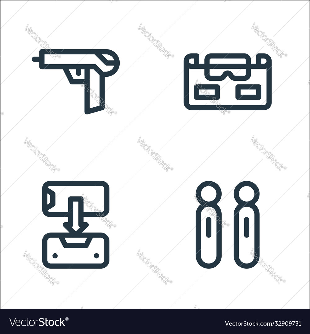 Virtual reality line icons linear set quality vector image Virtual reality line icons linear set quality
