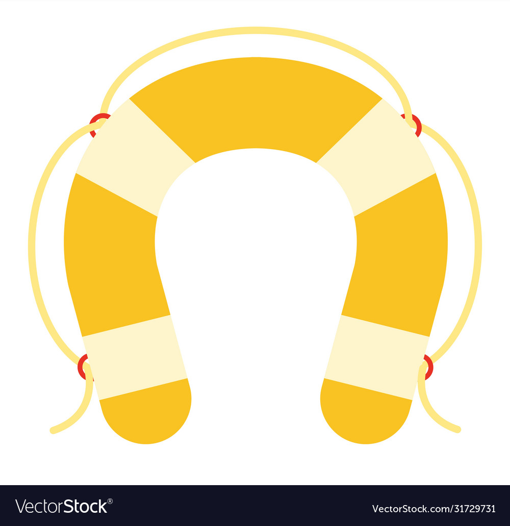 Yellow lifebuoy boat safety kit icon flat