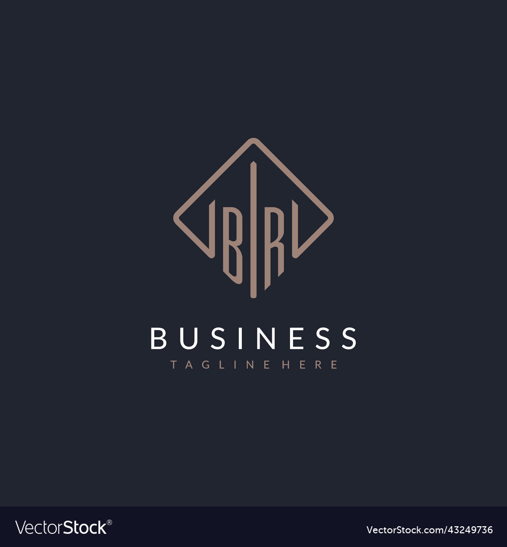 Br initial logo with curved rectangle style design