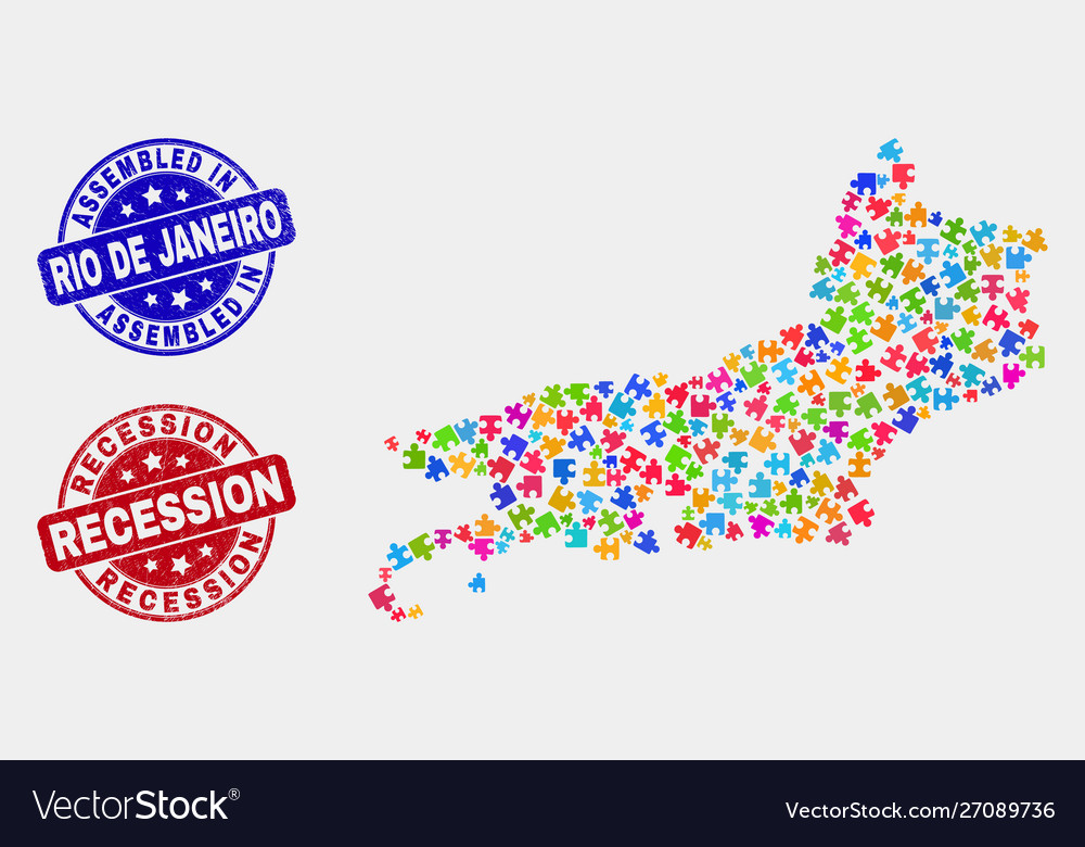 Bundle rio de janeiro state map and grunge vector image Bundle rio de janeiro state map and grunge