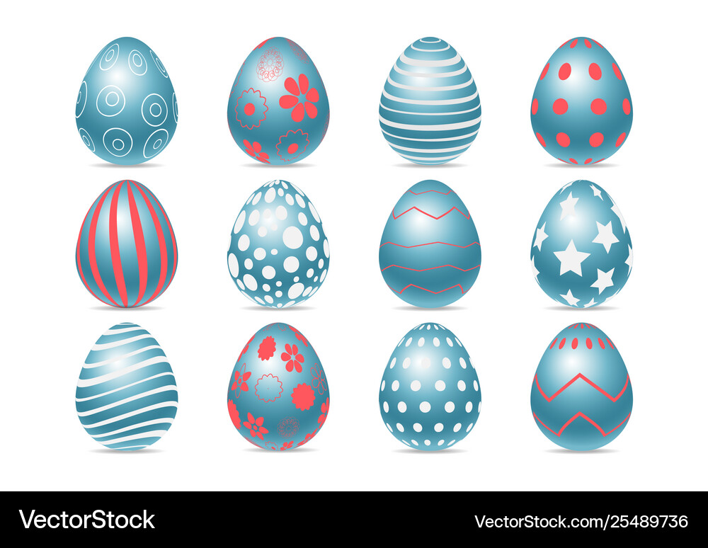 Decorated realistic easter eggs Royalty Free Vector Image