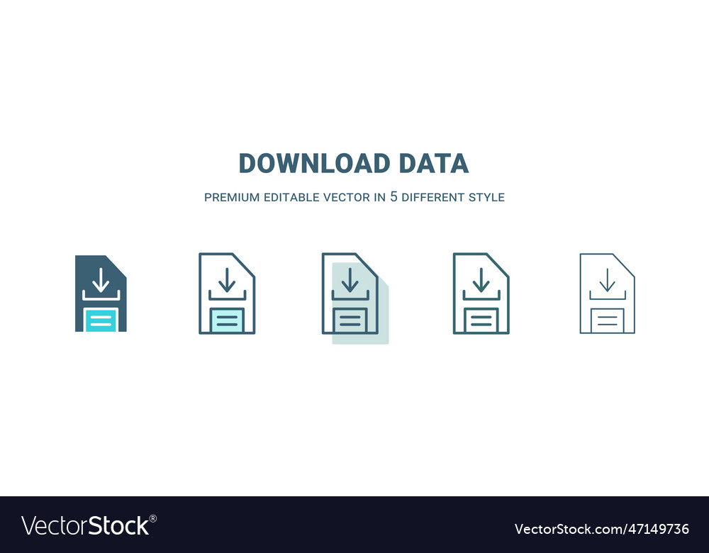 Download data icon in 5 different style outline Vector Image