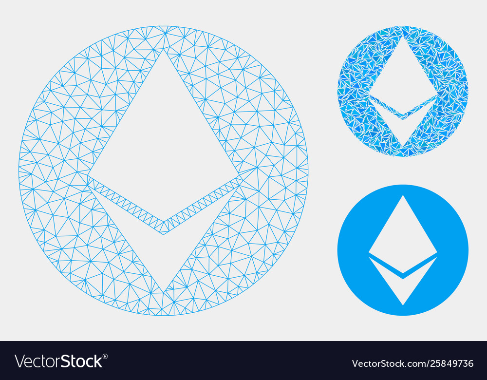 Ethereum mesh wire frame model and triangle vector image Ethereum mesh wire frame model and triangle