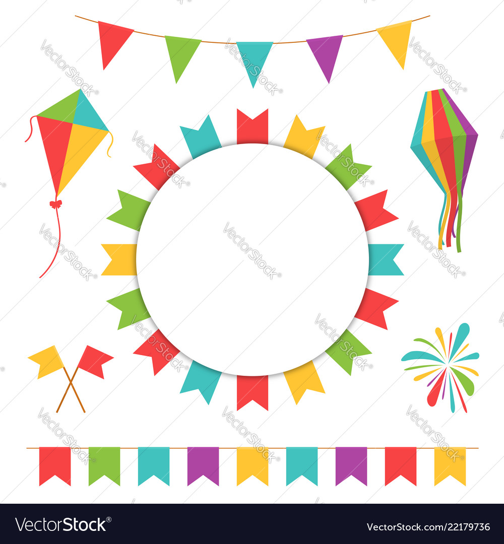 Garland with colorful flags carnival or festival vector image Garland with colorful flags carnival or festival