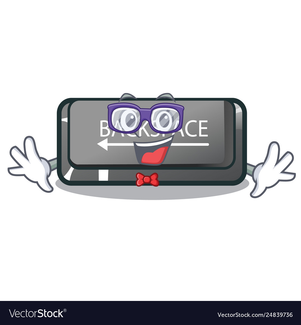 Geek button backspace in shape cartoon vector image Geek button backspace in shape cartoon