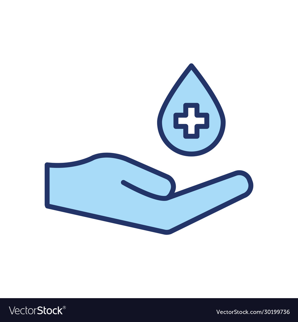 Isolated cross inside drop over hand line and fill